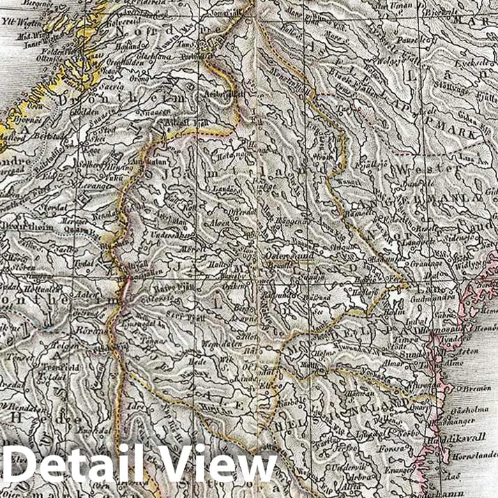 Historic Map : Weiland Map of Scandinavia (Sweden and Norway), 1827, Vintage Wall Art