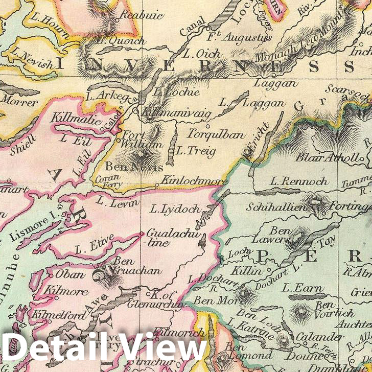 Historic Map : Cruchley Map of Scotland, 1850, Vintage Wall Art