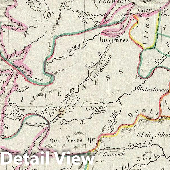 Historic Map : MalteBrun Map of Scotland, Version 2, 1843, Vintage Wall Art