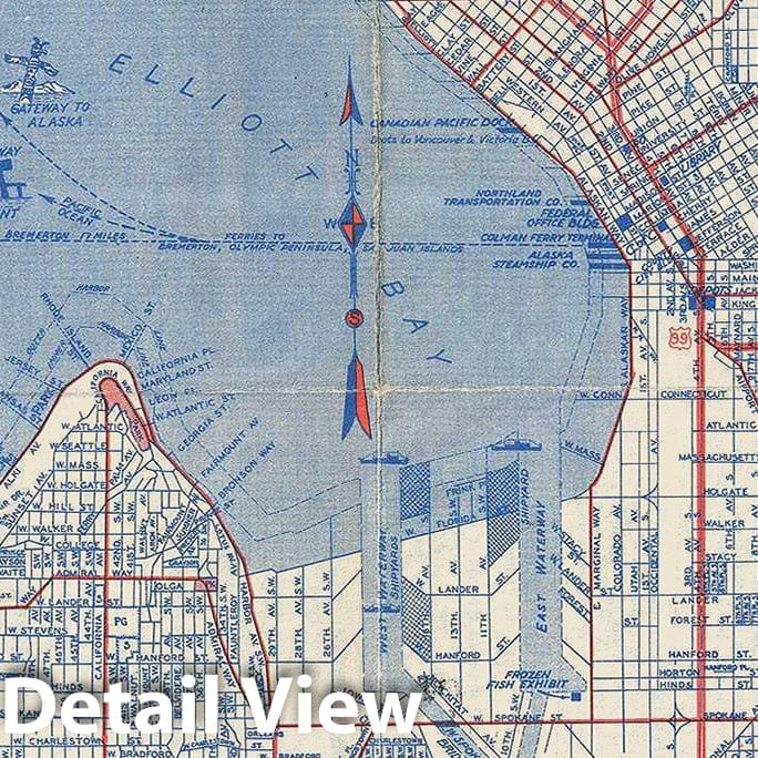 Historic Map : Knoll Map or Plan of The City of Seattle, Washington, 1950, Vintage Wall Art