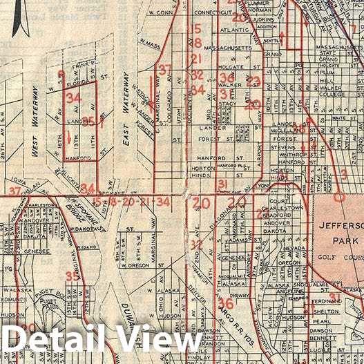 Historic Map : Smith Antique Map or Plan of Seattle, Washington, 1948, Vintage Wall Art