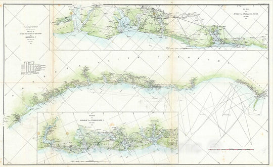 Historic Map : U.S. Coast Survey Antique Map of The Coast of Georgia and South Carolina, 1859, Vintage Wall Art