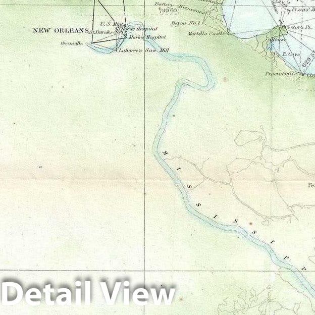 Historic Map : U.S. Coast Survey Antique Map of The Gulf Coast from Vermilion Bay to Mobile Bay, 1860, Vintage Wall Art