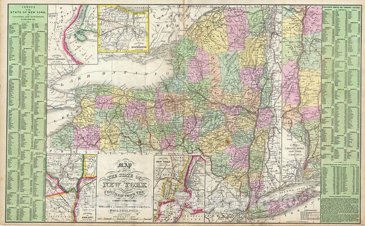 Historic Map : Mitchell New York State, Version 2, 1854, Vintage Wall Art