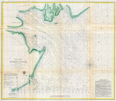 Historic Map : U.S. Coast Survey Antique Map or Chart of St. Helena Sound, South Carolina, 1857, Vintage Wall Art