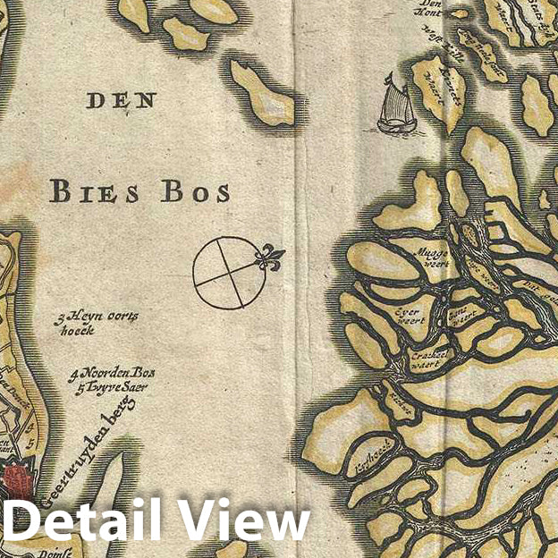 Historic Map : De Wit Map of Southern Holland (The Netherlands), 1721, Vintage Wall Art