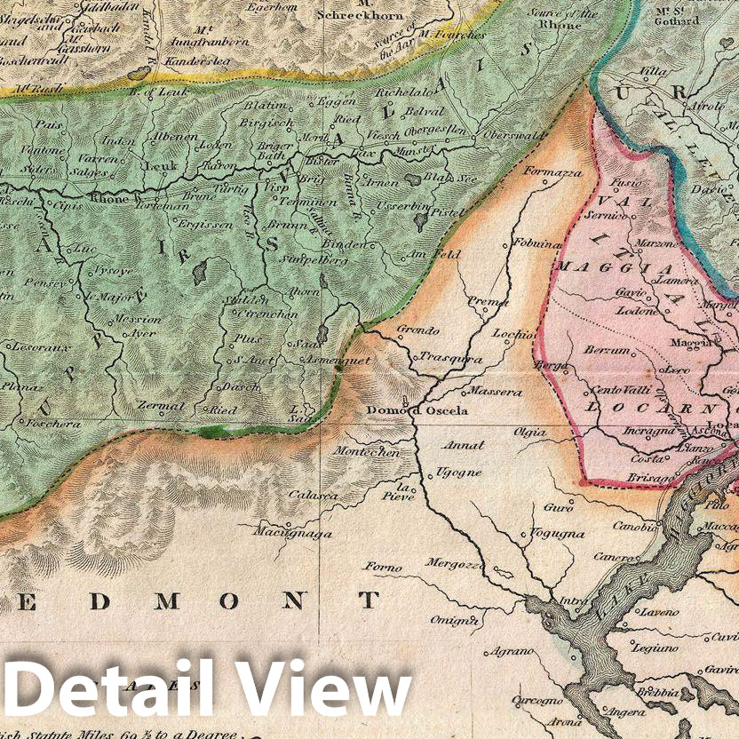 Historic Map : Thomson Antique Map of Switzerland with View of Mont Blanc, 1814, Vintage Wall Art