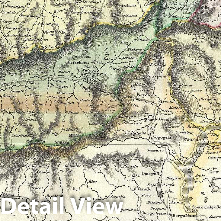 Historic Map : Thomson Antique Map of Switzerland, 1817, Vintage Wall Art