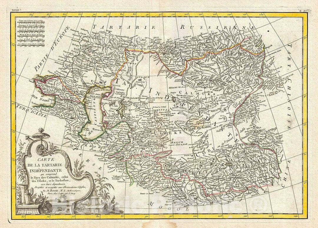 Historic Map : Bonne Map of Central Asia, Version 2, 1778, Vintage Wall Art