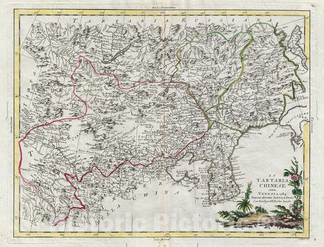 Historic Map : Zatta Map of Chinese Tartary and Korea, 1784, Vintage Wall Art