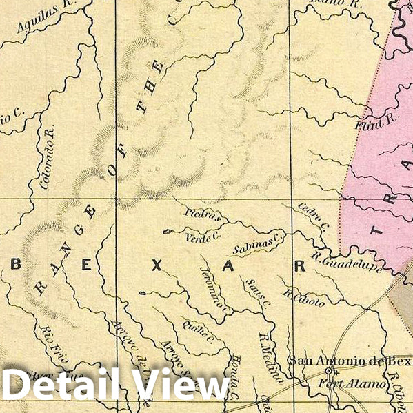 Historic Map : Mitchell Map of Texas, 1849, Vintage Wall Art