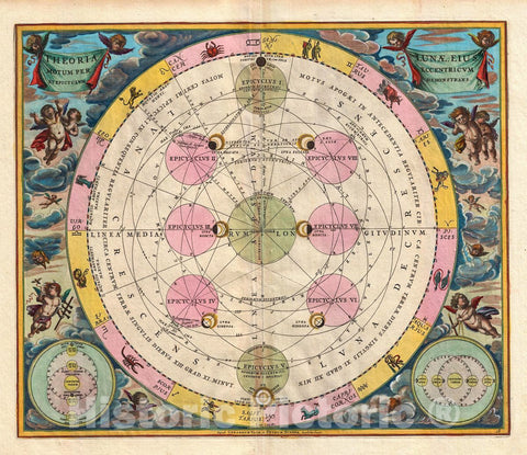 Historic Map : Cellarius Antique Map of The Ptolmaic Lunar System, 1708, Vintage Wall Art