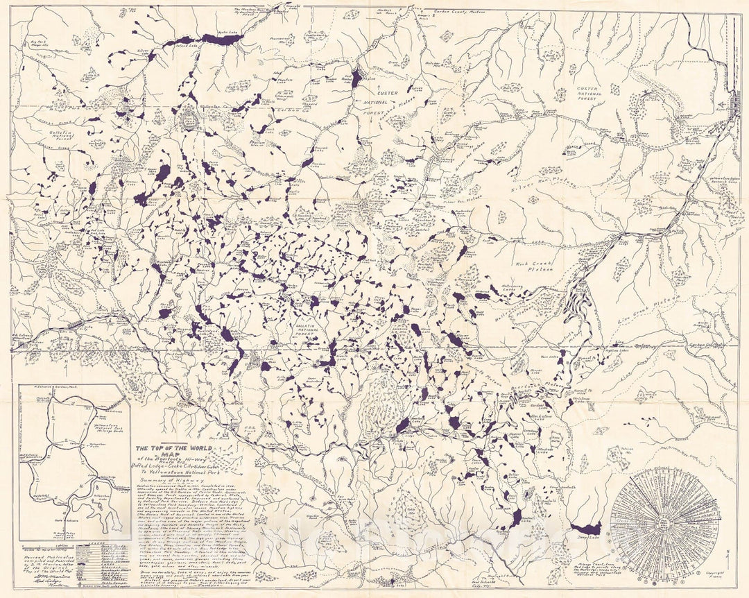 Historic Map : Marino Map of Yellowstone National Park and Vicinity, 1949, Vintage Wall Art