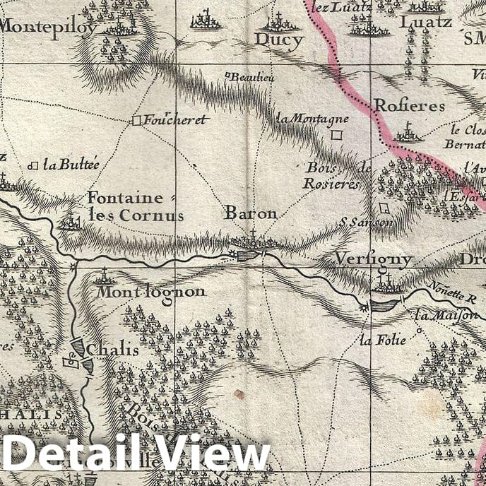 Historic Map : De L'isle Topographical Map of The Diocese of Senlis, France, 1709, Vintage Wall Art