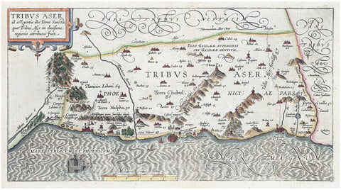 Historic Map : Adrichem Antique Map of Tribe of Asher, Israel (Western Galilee, Mount Hermon), 1590, Vintage Wall Art