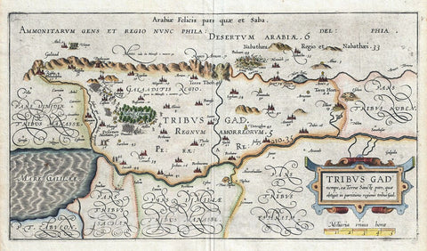 Historic Map : Adrichem Antique Map of The Tribe of GAD, Israel (Sea of Galilee and Lands South) Version 2, 1590, Vintage Wall Art