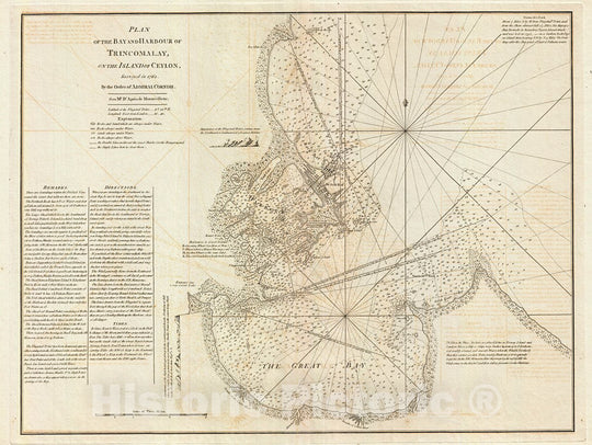 Historic Map : Laurie & Whittle Nautical Map of Trincomalee, Ceylon (Sri Lanka), 1794, Vintage Wall Art