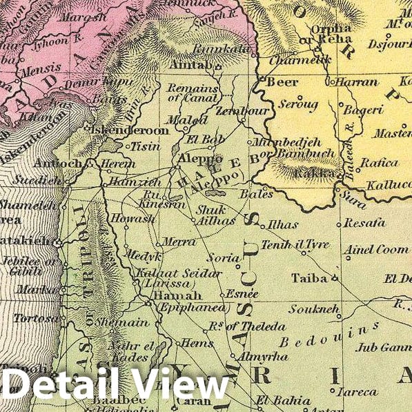 Historic Map : Mitchell Map of Turkey, Syria, Iraq, and The Holy Land, 1854, Vintage Wall Art