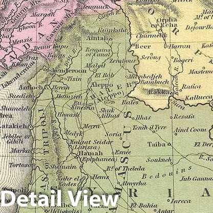 Historic Map : Mitchell Map of Turkey in Asia (Palestine, Syria, Iraq, Turkey), 1849, Vintage Wall Art