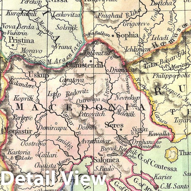 Historic Map : Cruchley Map of European Turkey and Greece, Version 2, 1852, Vintage Wall Art