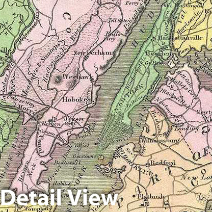 Historic Map : Burr Antique Map of New York City and Vicinity (25 Miles Around), 1835, Vintage Wall Art