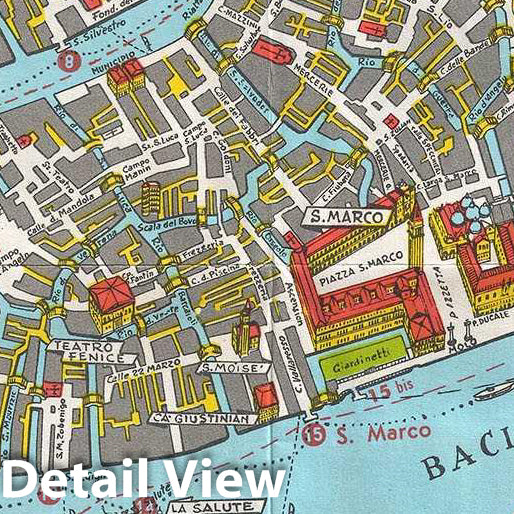 Historic Map : Pictorial Pocket Map or Plan of The City of Venice, Italy, 1940, Vintage Wall Art