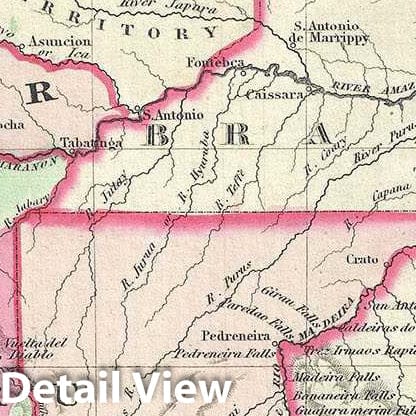 Historic Map : Johnson Map of Venezuela, Colombia, Ecuador, Peru, Bolivia, Chile and Guiana, Version 2, 1865, Vintage Wall Art