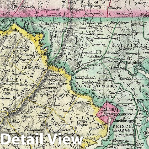 Historic Map : Pennsylvania, Virginia, Maryland, Delaware and New Jersey, S.D.U.K, Version 2, 1848, Vintage Wall Art