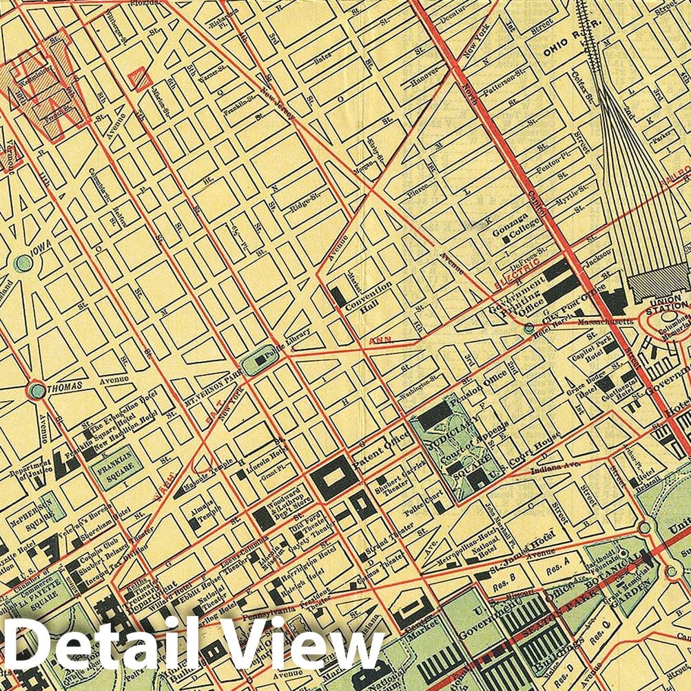 Historic Map : Rand McNally Map or Plan of Washington D.C., 1925, Vintage Wall Art