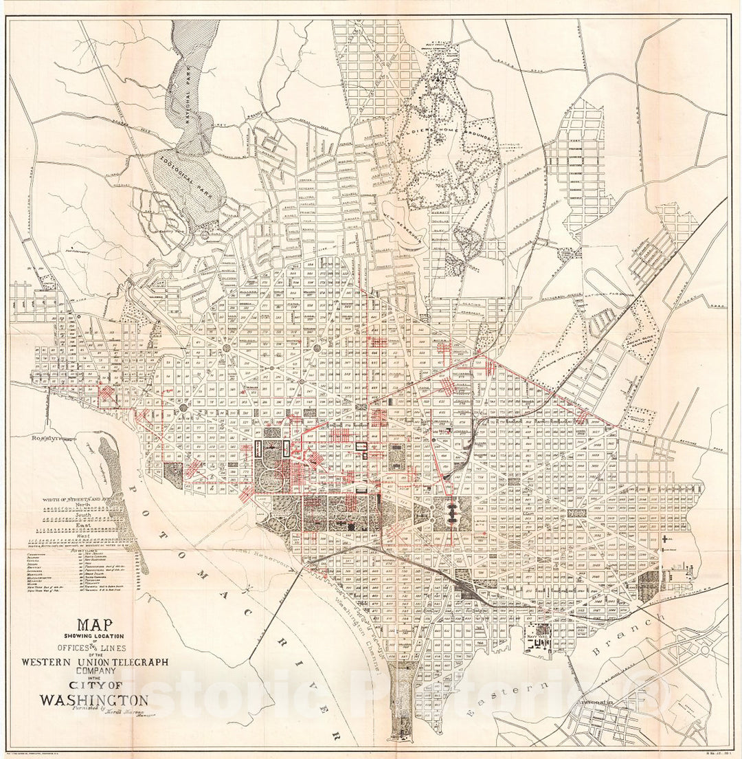 Historic Map : Norris Peters Antique Map of Washington D.C. Showing Western Union Telegraph Lines, 1891, Vintage Wall Art