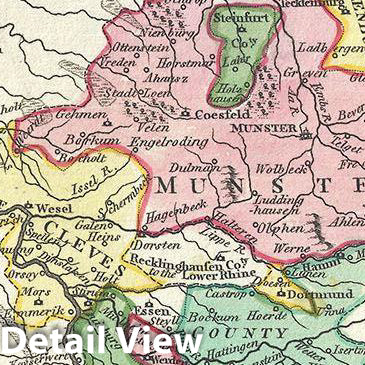 Historic Map : Wilkinson Antique Map of Westphalia, Germany, 1793, Vintage Wall Art