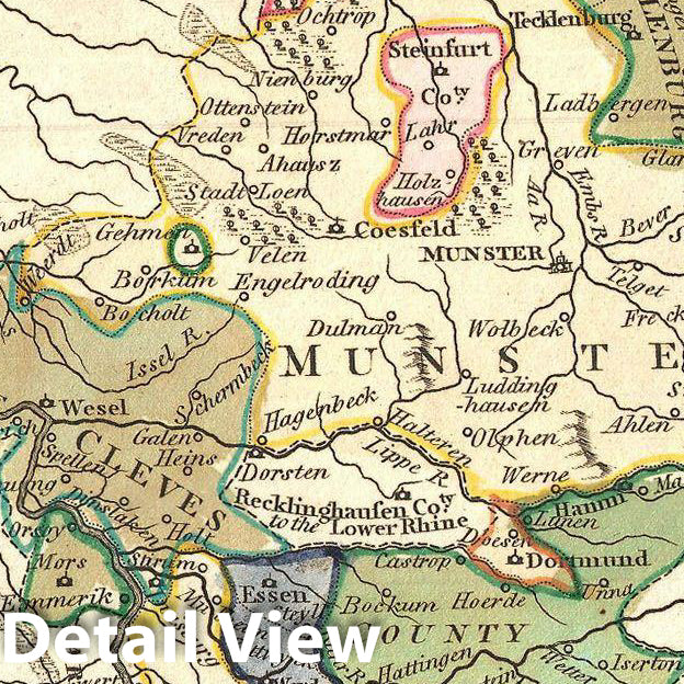 Historic Map : Wilkinson Map of Westphalia, Germany, 1794, Vintage Wall Art