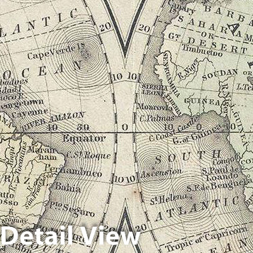 Historic Map : Mitchell Antique Map of The World in Hemispheres, 1866, Vintage Wall Art