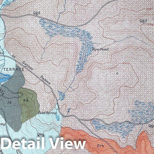 Historic Map : USGS Geologic Map of Mammoth Springs, Yellowstone National Park, 1904, Vintage Wall Art