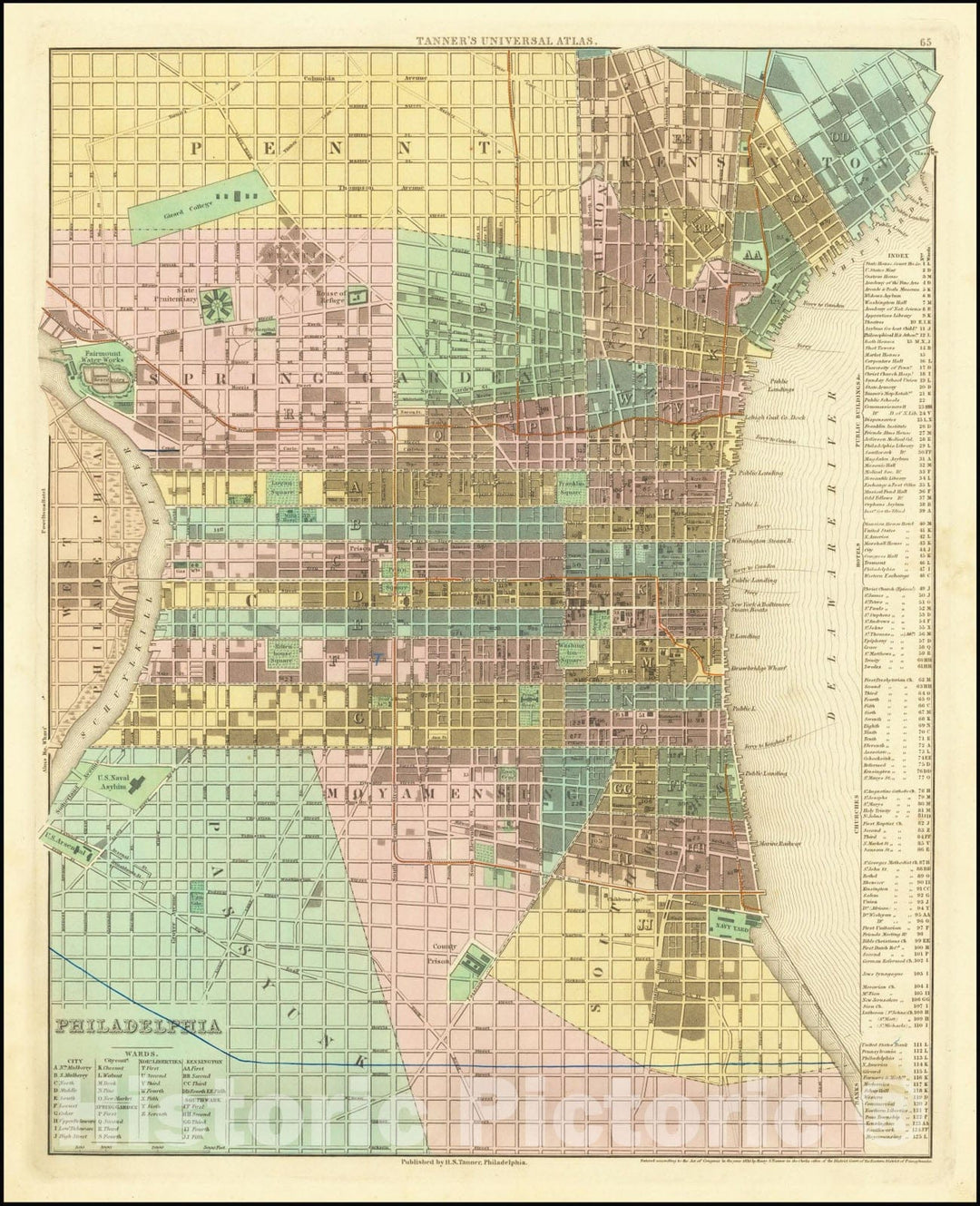 Historic Map : Philadelphia , 1836 v2, Vintage Wall Art