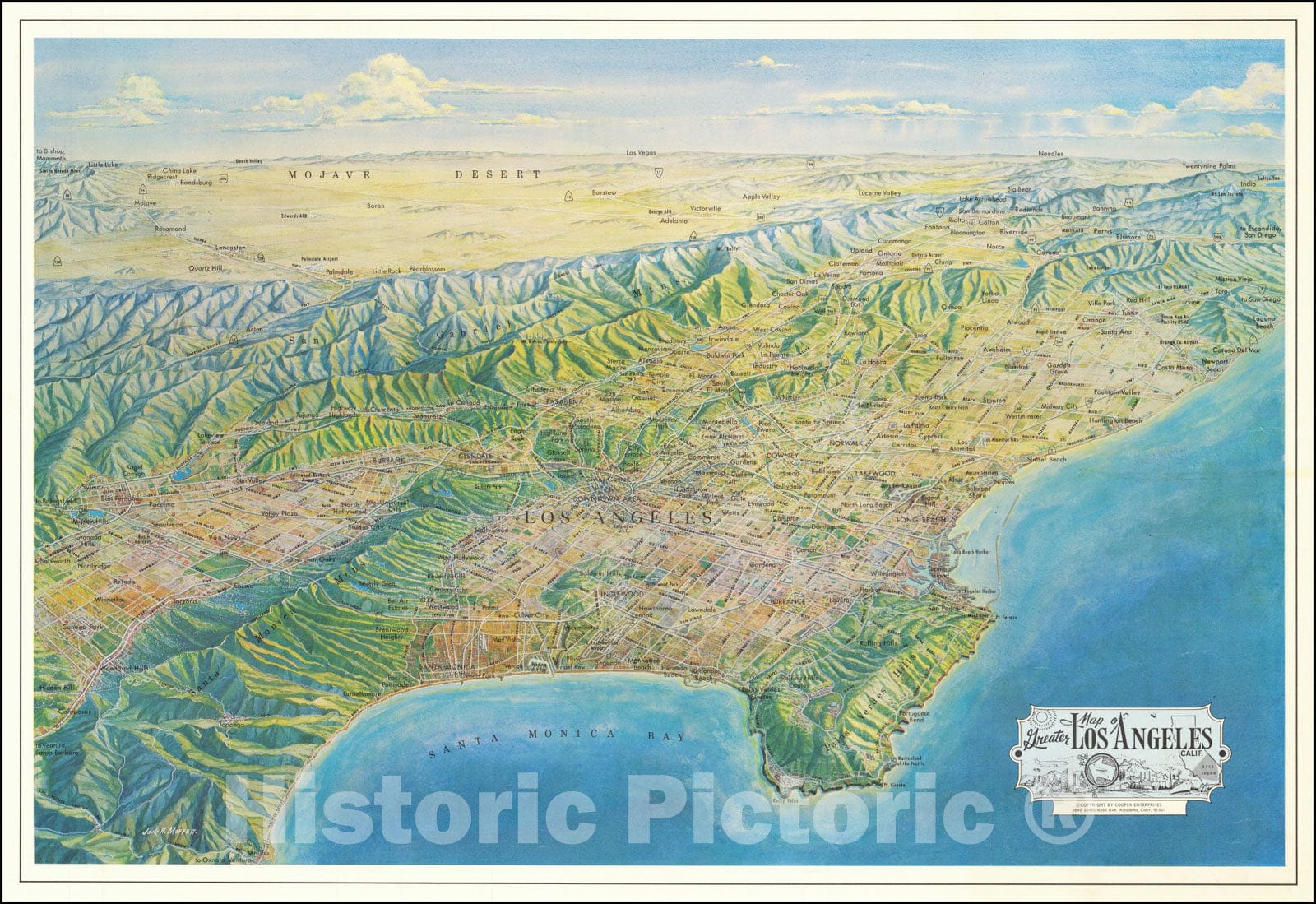 Historic Map : Greater Los Angeles Calif., 1970, Vintage Wall Art