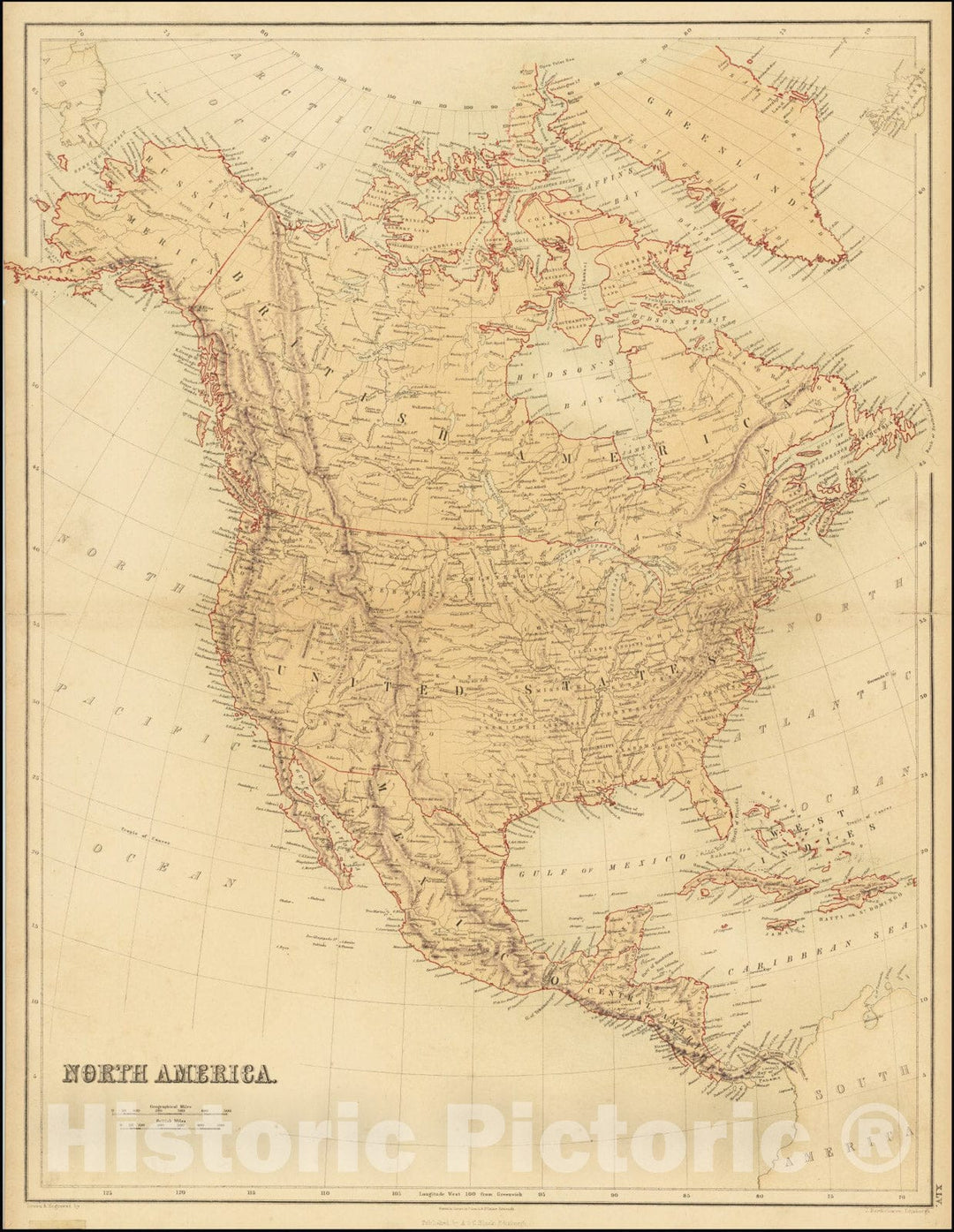 Historic Map : North America , Shows Kanzas, 1855, Vintage Wall Art