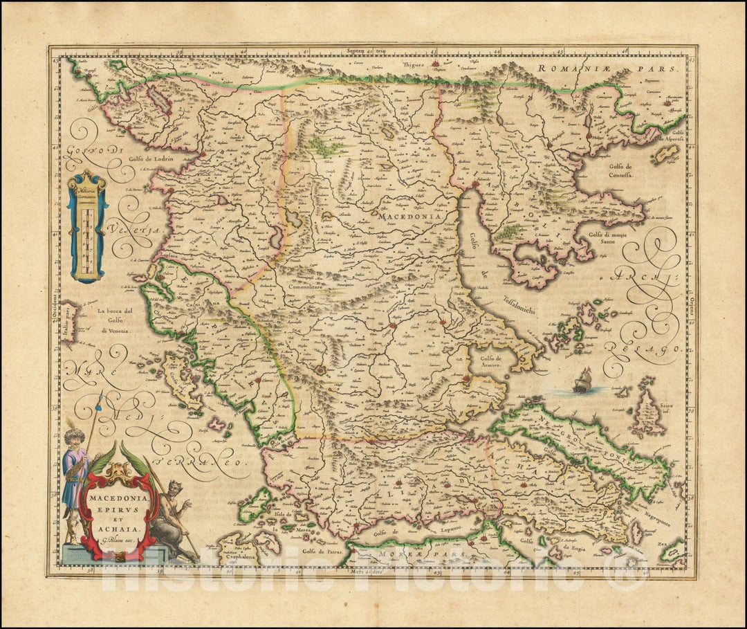 Historic Map : Macedonia Epirus et Achaia, 1659, Vintage Wall Art