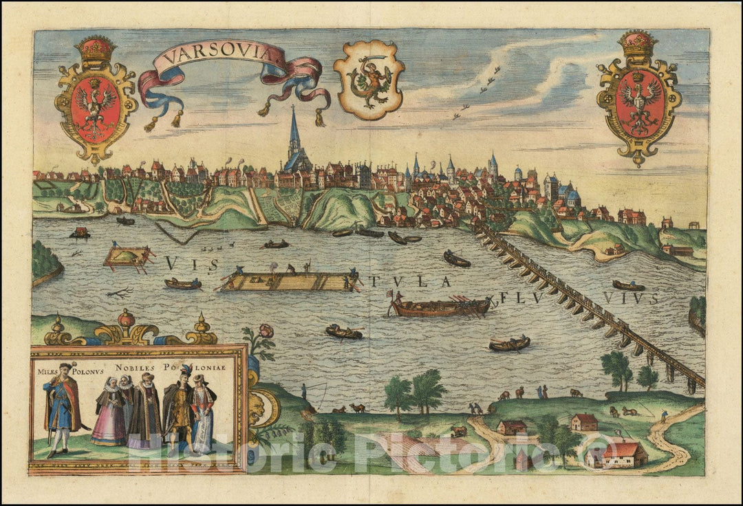 Historic Map : Warsaw,Varsovia, 1617, Vintage Wall Art