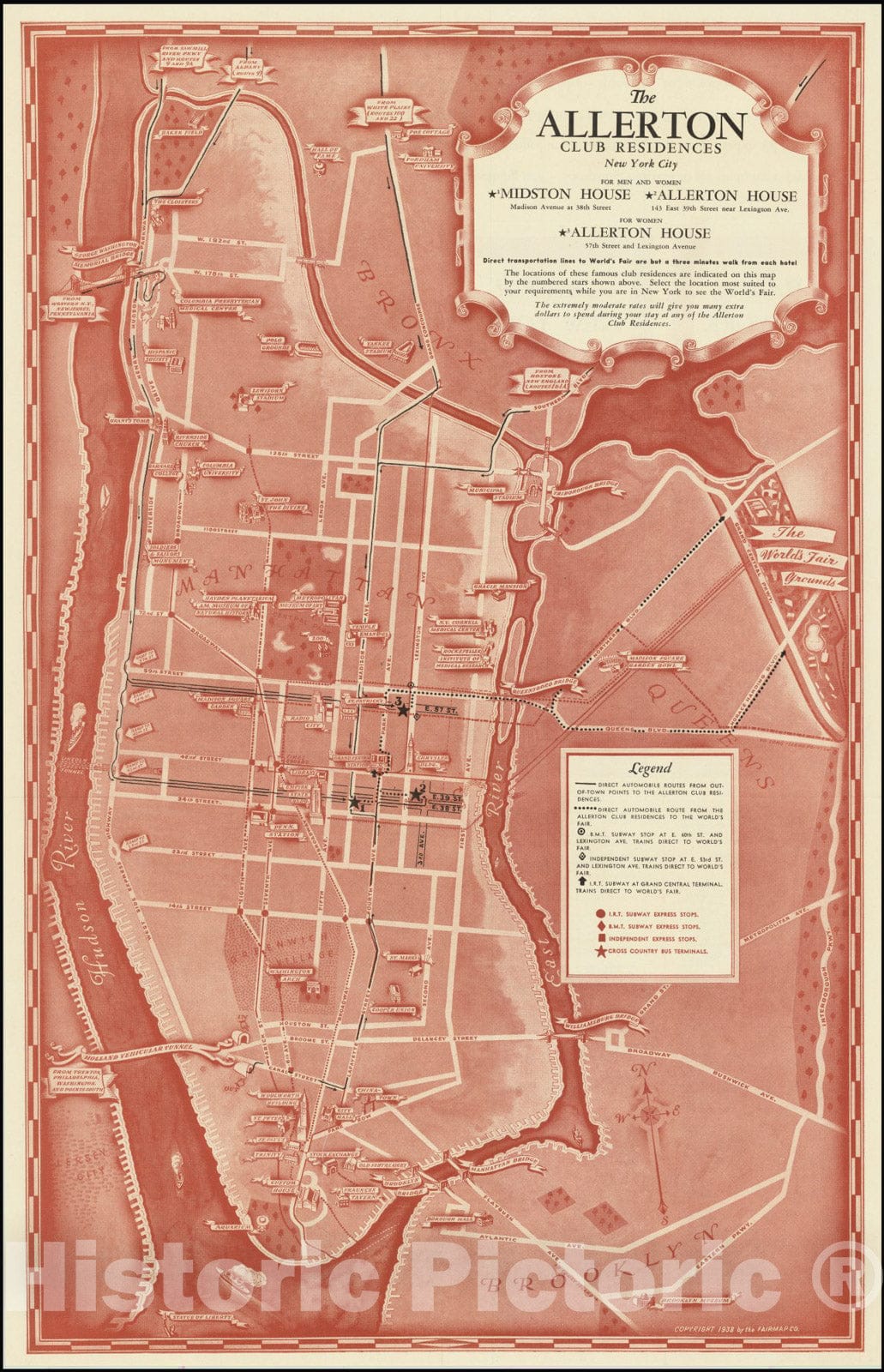 Historic Map : The Allerton Club Residence New York City, 1938, Vintage Wall Art