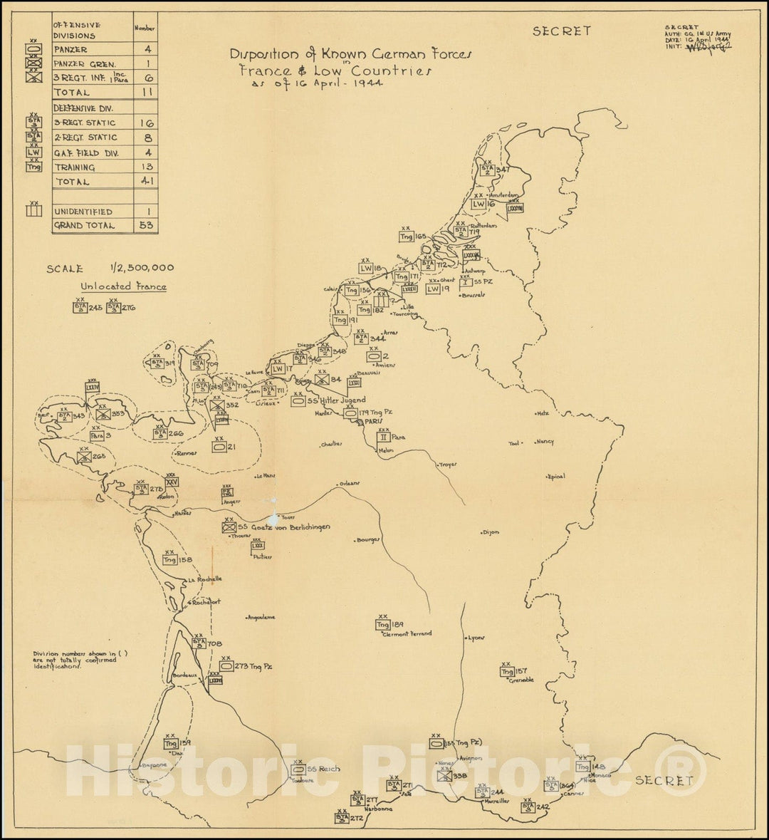 Historic Map : Second World War - D-Day, 1944, Vintage Wall Art