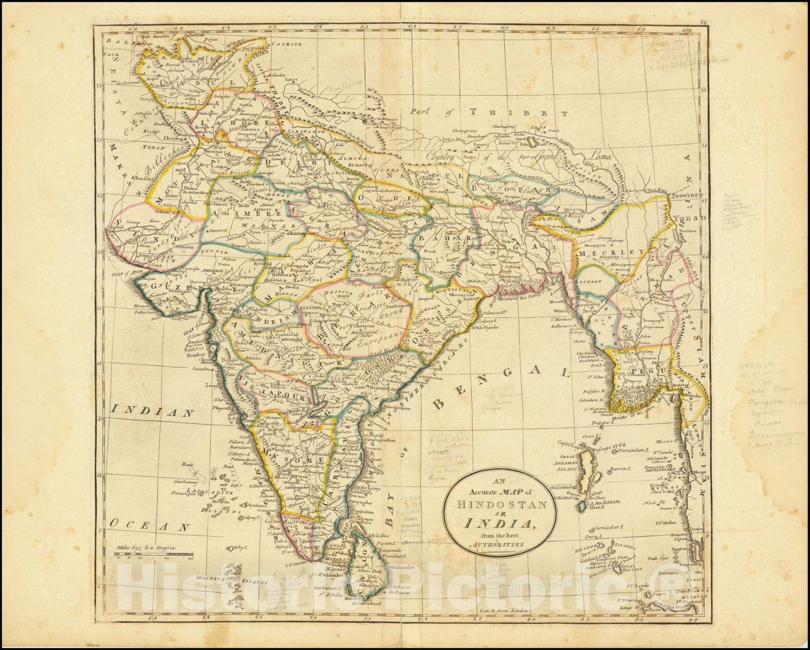 Historic Map : An Accurate Hindostan and India, from the best Authorities, 1795, Vintage Wall Art