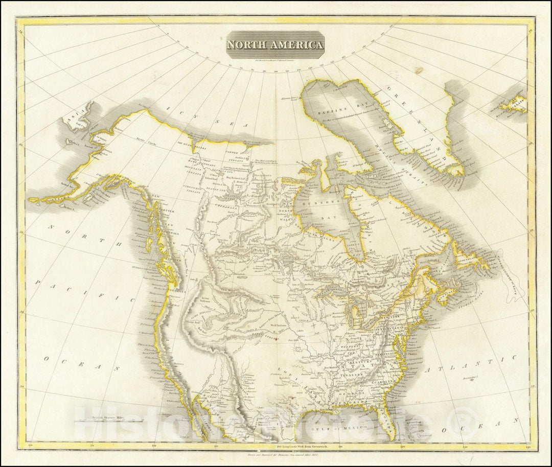 Historic Map : North America, 1814, Vintage Wall Art