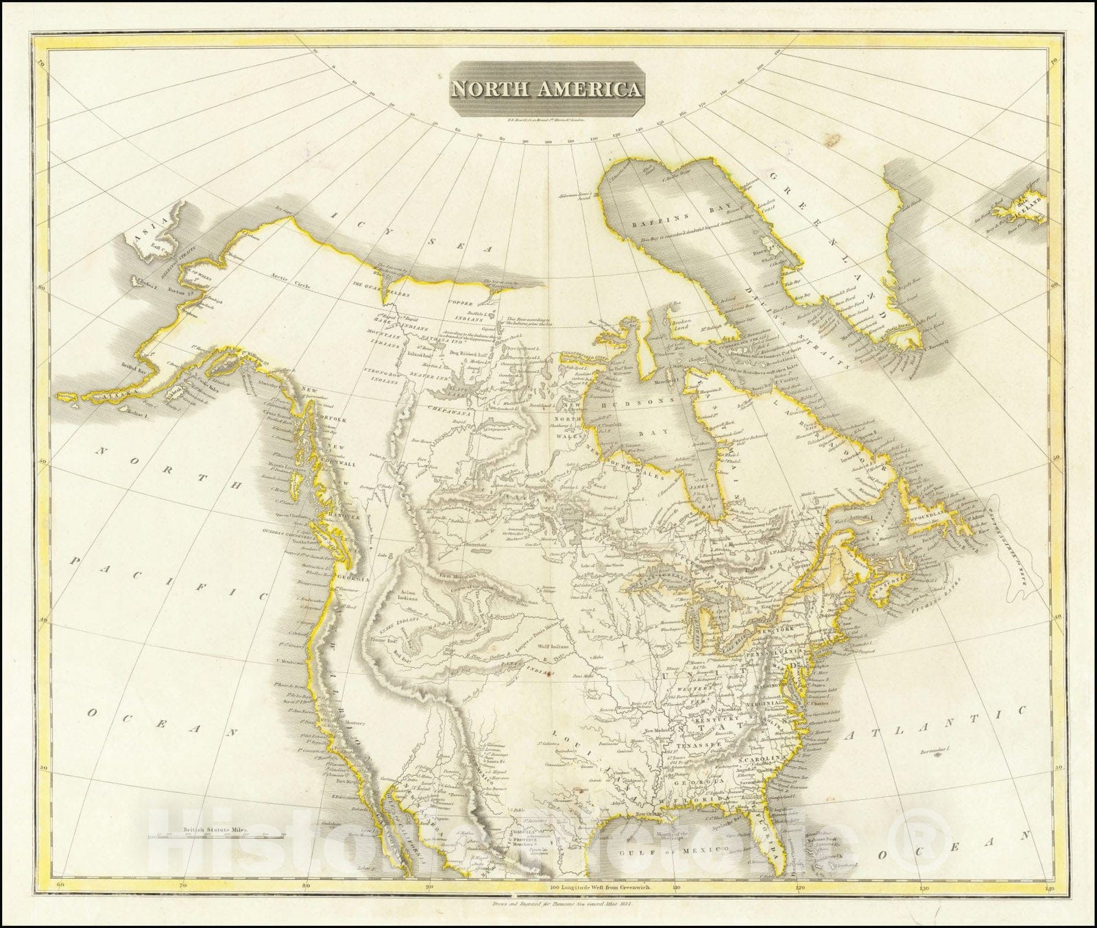 Historic Map : North America, 1814, Vintage Wall Art