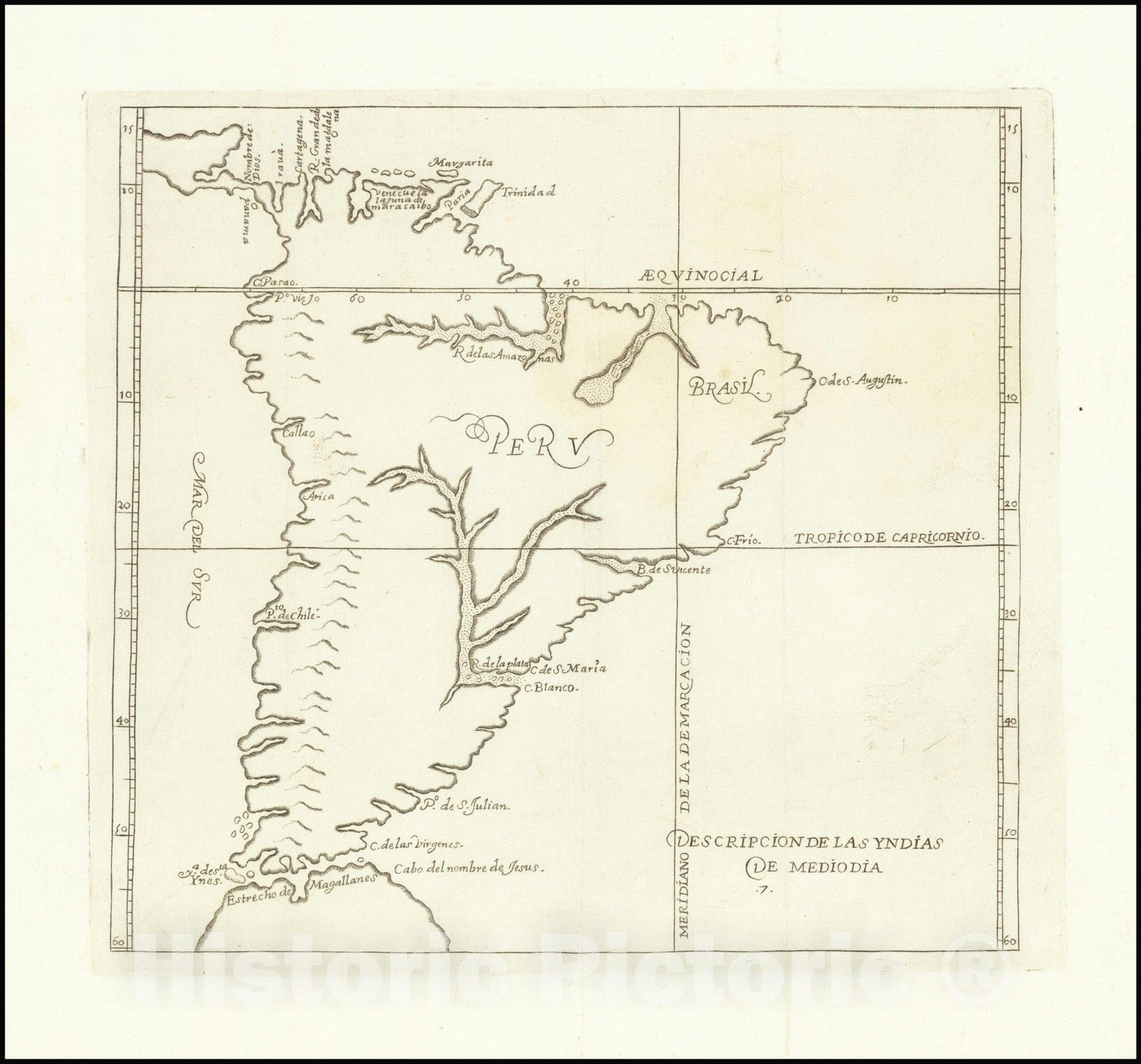 Historic Map : South America,1601 (1730), Vintage Wall Art