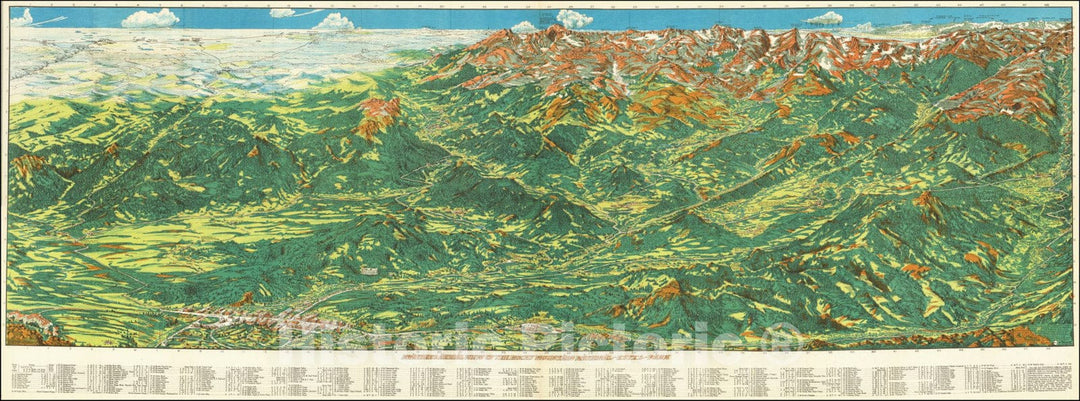 Historic Map : Prather's Aerial View of the Rocky Mountain National-Estes-Park, 1922, Vintage Wall Art