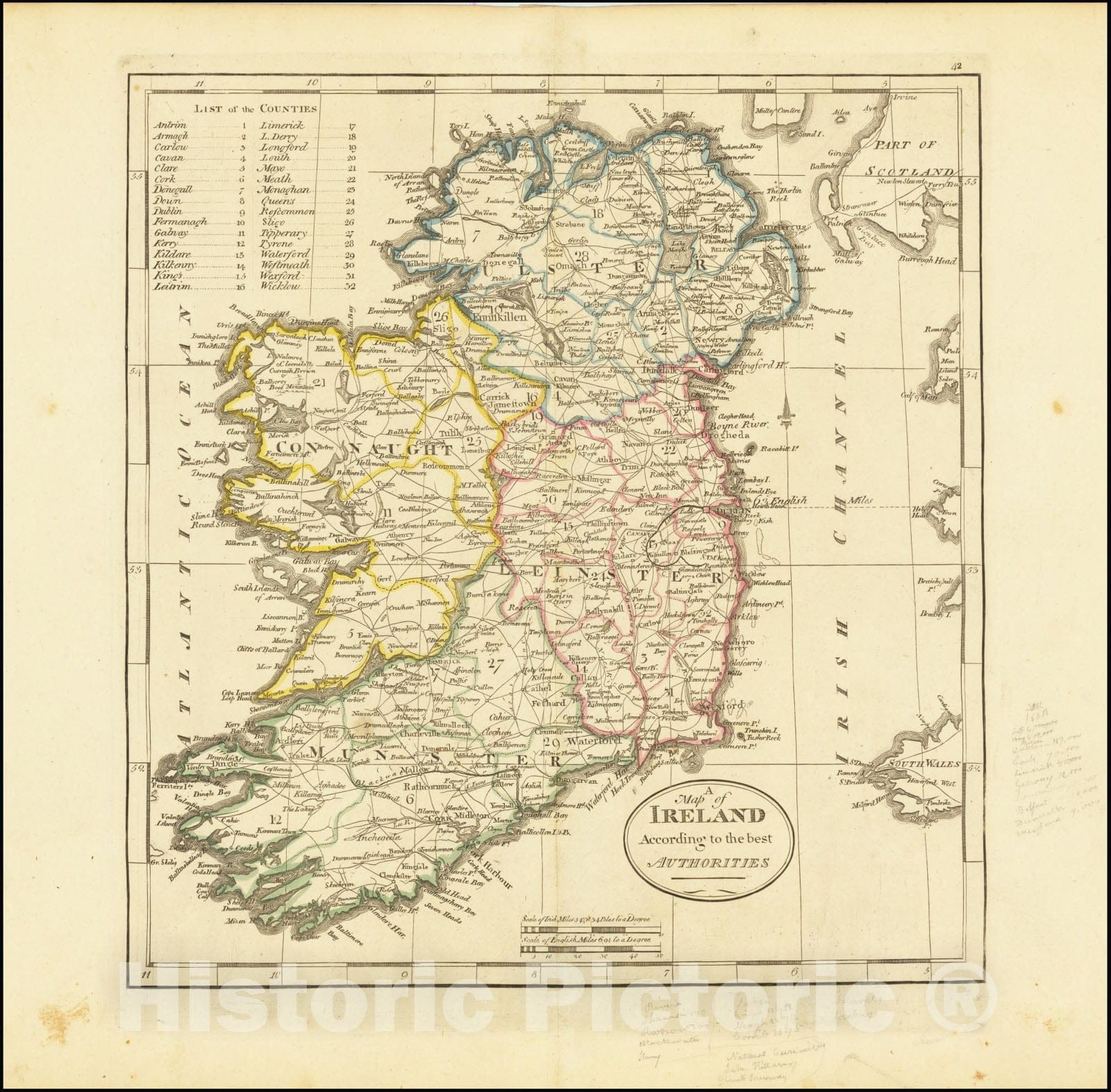 Historic Map : A Ireland According to the best Authorities, 1814, Vintage Wall Art