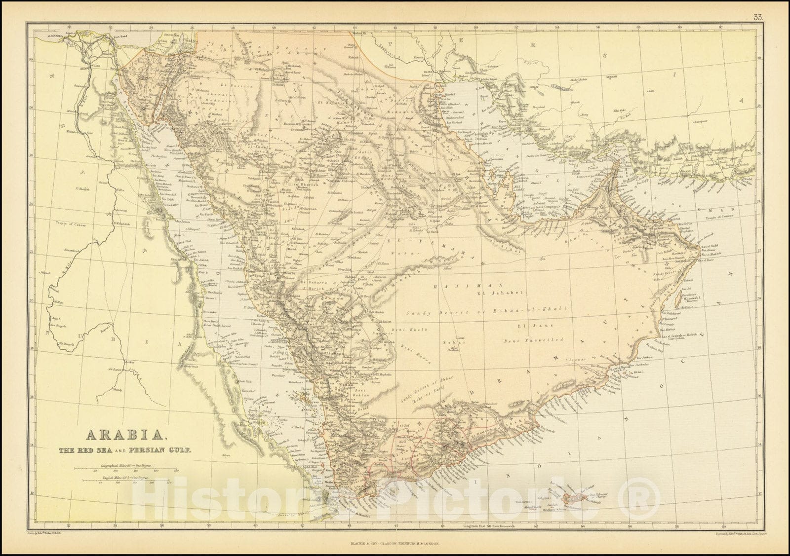 Historic Map : Arabia, The Red Sea and Persian Gulf, 1880, Vintage Wall Art