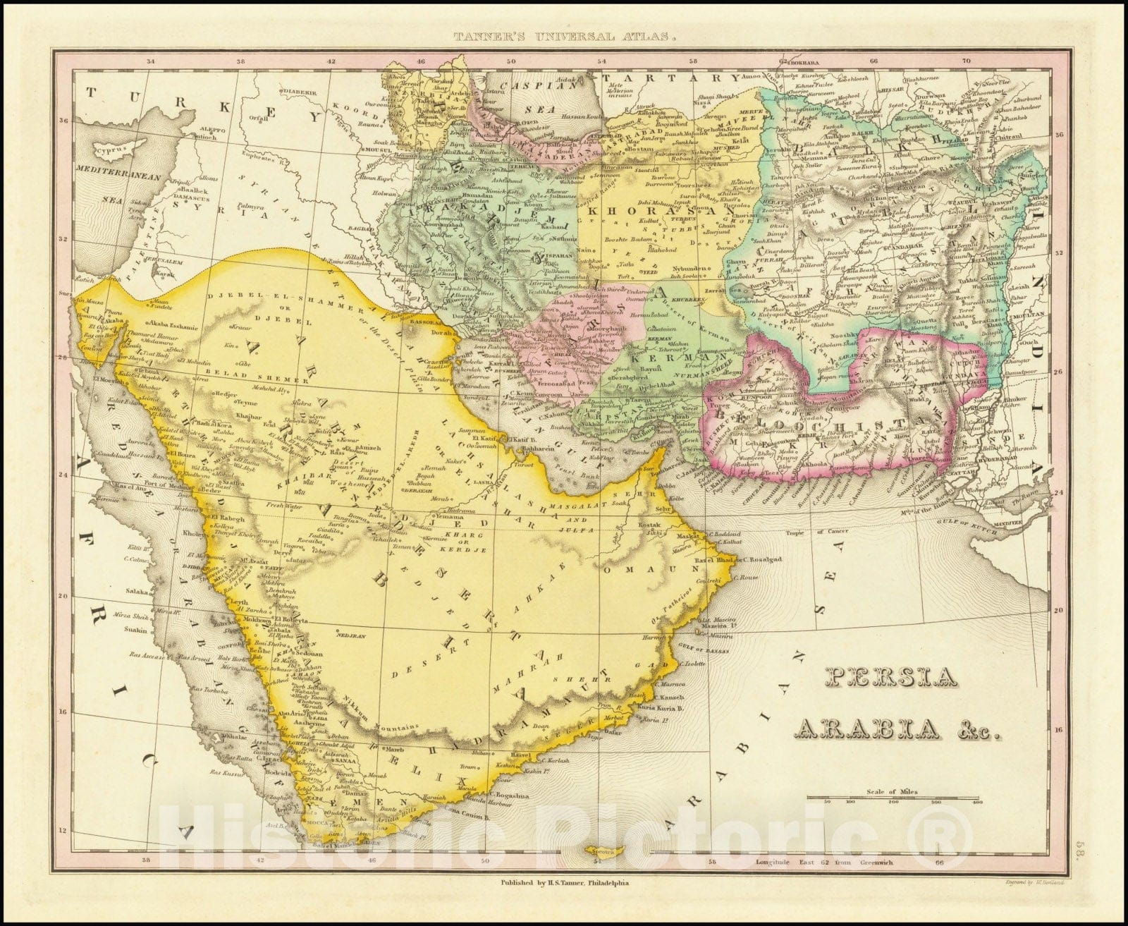 Historic Map : Persia Arabia &c., 1836 v1, Vintage Wall Art