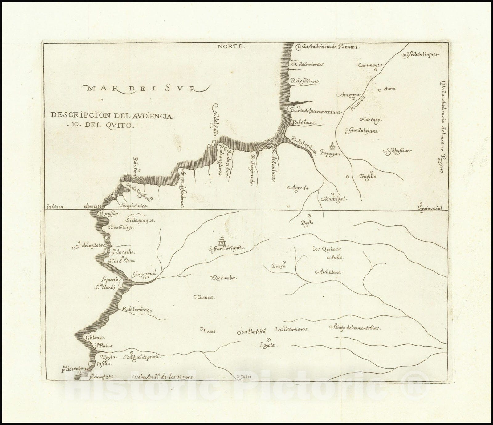 Historic Map : Colombia & Ecuador,1602 (1722), Vintage Wall Art